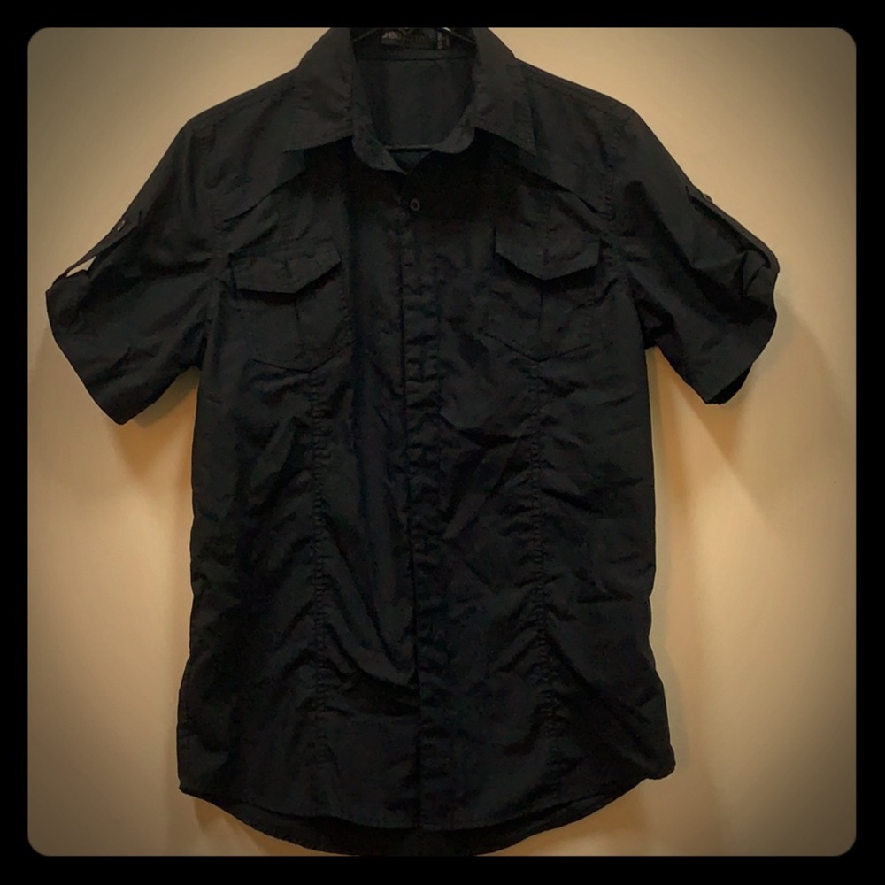 Button up short sleeve black
